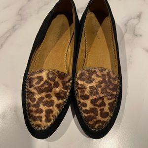 Comfortview Leopard Black Joanna Slip On Shoes Flats Comfort Cushioned non Skid
